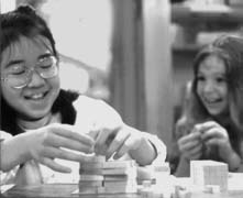 Girls playing with blocks